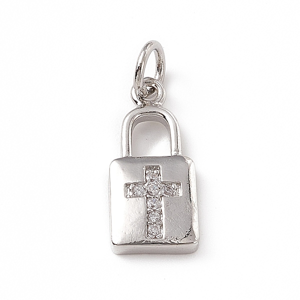 PandaHall Brass Micro Pave Cubic Zirconia Pendants, with Jump Ring, Lock with Religion Cross Charm, Platinum, 16.5x7x2mm, Hole: 3mm..., Clear
PandaHall Brass Micro Pave Cubic Zirconia Pendants, with Jump Ring, Lock with Religion Cross Charm, Platinum, 16.5x7x2mm, Hole: 3mm..., Clear