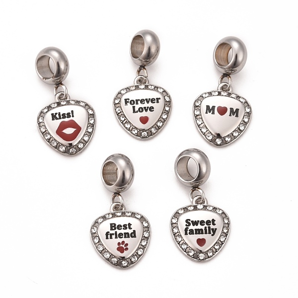 PandaHall 304 Stainless Steel European Dangle Charms, Large Hole Pendants, with Black & Dark Red Enamel and Crystal Rhinestone, Heart with...
PandaHall 304 Stainless Steel European Dangle Charms, Large Hole Pendants, with Black & Dark Red Enamel and Crystal Rhinestone, Heart with...