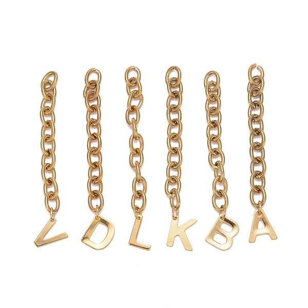 PandaHall 304 Stainless Steel Chain Extender, with Cable Chain and Letter Charms, Golden, Letter, 67.5mm, Link: 8x6x1.3mm, Hole: 5.3x3.3mm...
PandaHall 304 Stainless Steel Chain Extender, with Cable Chain and Letter Charms, Golden, Letter, 67.5mm, Link: 8x6x1.3mm, Hole: 5.3x3.3mm...