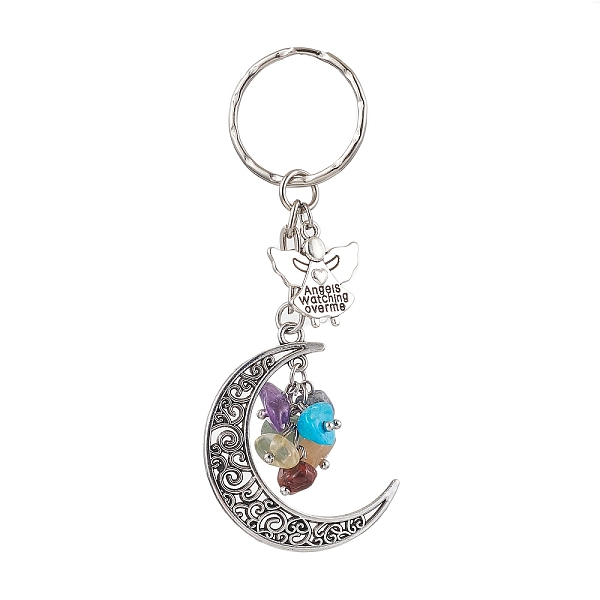 PandaHall Moon & Angel Alloy Pendant Keychain, 7 Chakra Gemstone Chip Pendant Keychain, Antique Silver, 9cm Alloy Moon
PandaHall Moon & Angel Alloy Pendant Keychain, 7 Chakra Gemstone Chip Pendant Keychain, Antique Silver, 9cm Alloy Moon