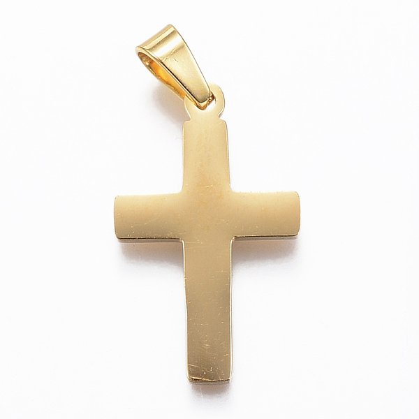 PandaHall 304 Stainless Steel Pendants, Cross, Golden, 27x16.5x1.2mm, Hole: 4x7mm 304 Stainless Steel Cross
PandaHall 304 Stainless Steel Pendants, Cross, Golden, 27x16.5x1.2mm, Hole: 4x7mm 304 Stainless Steel Cross