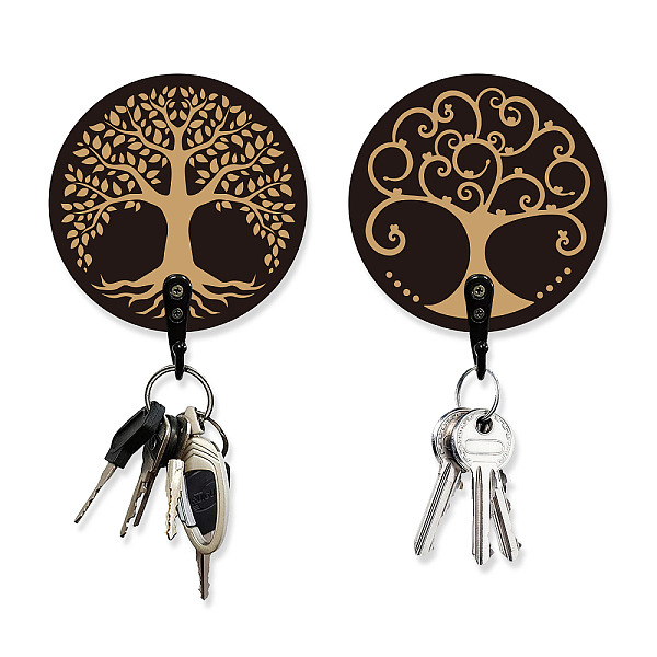 PandaHall Wooden & Zinc Alloy Hook Hangers, Wall Mounted Key Hooks, Flat Round with Tree of Life Pattern, Black, 100x100x7mm, 1pc/style, 2...
PandaHall Wooden & Zinc Alloy Hook Hangers, Wall Mounted Key Hooks, Flat Round with Tree of Life Pattern, Black, 100x100x7mm, 1pc/style, 2...