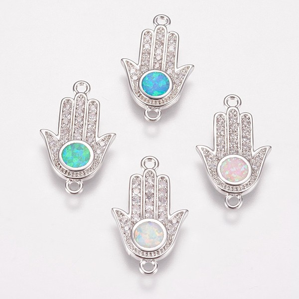 PandaHall Brass Micro Pave Cubic Zirconia Links, with Synthetic Opal, Hamsa Hand/Hand of Fatima/Hand of Miriam, Platinum, Mixed Color..., Multicolor
PandaHall Brass Micro Pave Cubic Zirconia Links, with Synthetic Opal, Hamsa Hand/Hand of Fatima/Hand of Miriam, Platinum, Mixed Color..., Multicolor