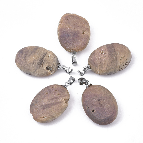 PandaHall Electroplate Natural Druzy Geode Agate Pendants, with Brass Findings, Oval, Platinum, Dark Salmon, 28~29x18.5x7mm, Hole: 4.5x4mm..., Red
PandaHall Electroplate Natural Druzy Geode Agate Pendants, with Brass Findings, Oval, Platinum, Dark Salmon, 28~29x18.5x7mm, Hole: 4.5x4mm..., Red