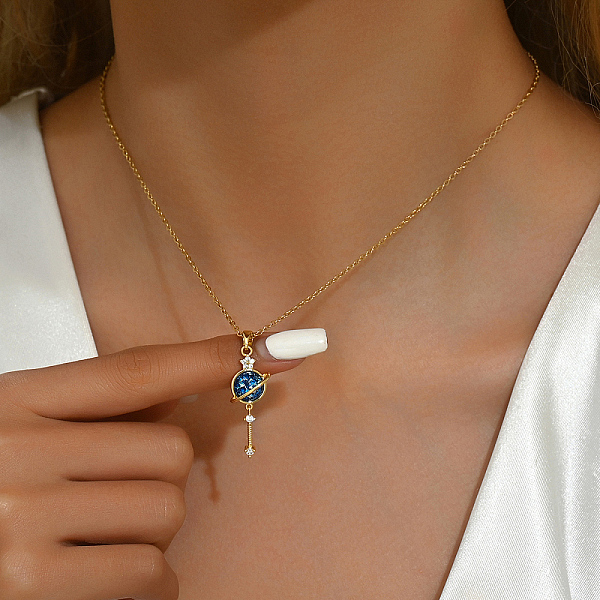 PandaHall Brass Dreamy Planet Pendant Necklace, Valentine's Day Elegant Gift for Women, Golden Brass Planet
PandaHall Brass Dreamy Planet Pendant Necklace, Valentine's Day Elegant Gift for Women, Golden Brass Planet