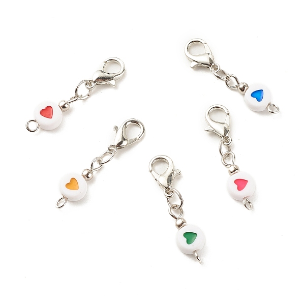 PandaHall Acrylic Pendants Decoration, with Zinc Alloy Lobster Claw Clasps and Iron Findings, Flat Round with Heart, Mixed Color, 30mm..., Multicolor
PandaHall Acrylic Pendants Decoration, with Zinc Alloy Lobster Claw Clasps and Iron Findings, Flat Round with Heart, Mixed Color, 30mm..., Multicolor