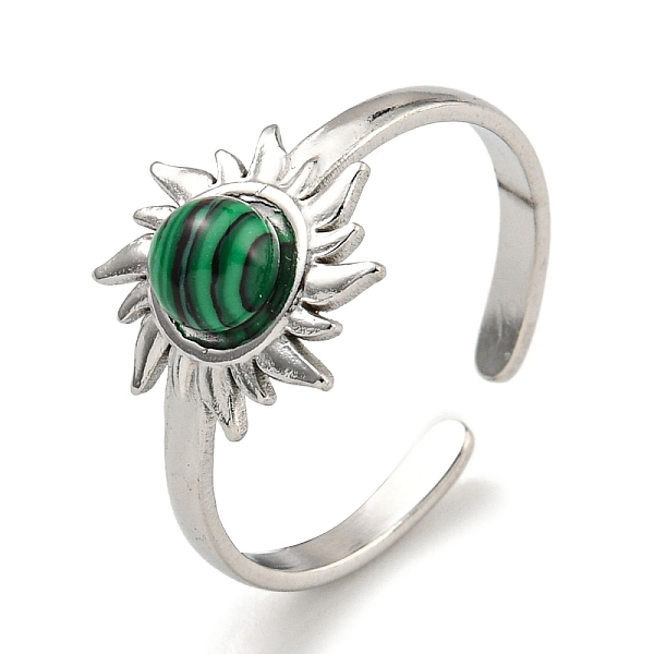 PandaHall 304 Stainless Steel Synthetic Malachite Cuff Rings, Sun Open Rings for Women, Stainless Steel Color, Adjustable Malachite Sun
PandaHall 304 Stainless Steel Synthetic Malachite Cuff Rings, Sun Open Rings for Women, Stainless Steel Color, Adjustable Malachite Sun