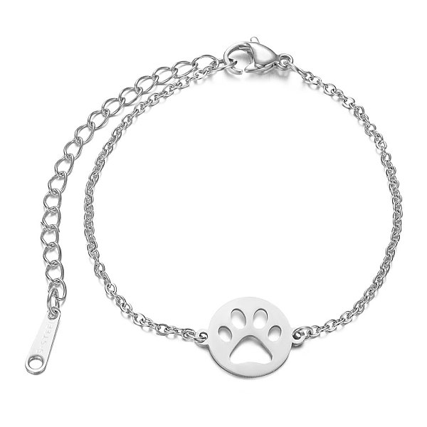 PandaHall 201 Stainless Steel Link Bracelets, with Cable Chains and Lobster Claw Clasps, Flat Round with Dog Paw Prints, Stainless Steel...
PandaHall 201 Stainless Steel Link Bracelets, with Cable Chains and Lobster Claw Clasps, Flat Round with Dog Paw Prints, Stainless Steel...