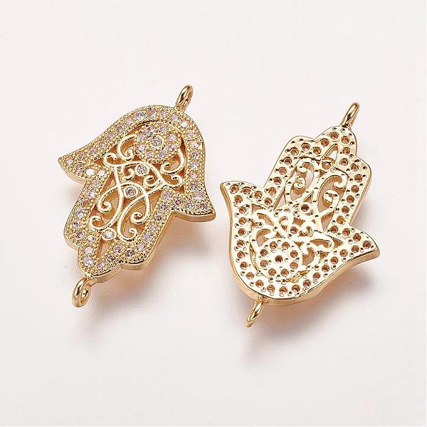 PandaHall Brass Micro Pave Cubic Zirconia Links, Palm/Hamsa Hand/Hand of Fatima/Hand of Miriam, Golden, 27x17.5x2mm, Hole: 1mm Brass+Cubic...
PandaHall Brass Micro Pave Cubic Zirconia Links, Palm/Hamsa Hand/Hand of Fatima/Hand of Miriam, Golden, 27x17.5x2mm, Hole: 1mm Brass+Cubic...