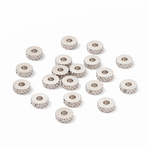 PandaHall 201 Stainless Steel Spacer Beads, Flat Round with Diamond Texture, Stainless Steel Color, 6x2mm, Hole: 2mm 201 Stainless Steel...
PandaHall 201 Stainless Steel Spacer Beads, Flat Round with Diamond Texture, Stainless Steel Color, 6x2mm, Hole: 2mm 201 Stainless Steel...