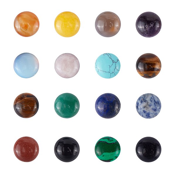 PandaHall Mixed Gemstone Cabochons, Half Round/Dome, Mixed Dyed and Undyed, 20x6~6.5mm, 16pcs/box Mixed Stone Half Round
PandaHall Mixed Gemstone Cabochons, Half Round/Dome, Mixed Dyed and Undyed, 20x6~6.5mm, 16pcs/box Mixed Stone Half Round