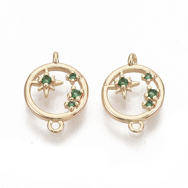 PandaHall Brass Micro Pave Cubic Zirconia Links connectors, Nickel Free, Flat Round with Star, Real 18K Gold Plated, Green, 14x9.5x2mm, Hole...
PandaHall Brass Micro Pave Cubic Zirconia Links connectors, Nickel Free, Flat Round with Star, Real 18K Gold Plated, Green, 14x9.5x2mm, Hole...
