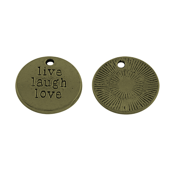 PandaHall Tibetan Style Alloy Flat Round Carved Word Live Laugh Love Message Pendants, Cadmium Free & Nickel Free & Lead Free, Antique...
PandaHall Tibetan Style Alloy Flat Round Carved Word Live Laugh Love Message Pendants, Cadmium Free & Nickel Free & Lead Free, Antique...