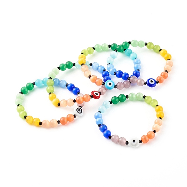 PandaHall Cat Eye Stretch Bracelets, with Flat Round Handmade Lampwork Bead, Evil Eye, Mixed Color, 1/4 inch(0.8cm), Inner Diameter: 2 inch..., Multicolor
PandaHall Cat Eye Stretch Bracelets, with Flat Round Handmade Lampwork Bead, Evil Eye, Mixed Color, 1/4 inch(0.8cm), Inner Diameter: 2 inch..., Multicolor