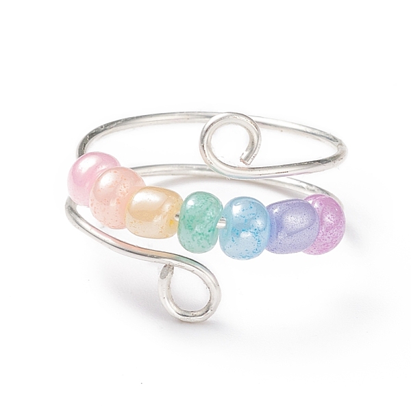 PandaHall Glass Seed Rotating Beaded Cuff Ring, Silver Plated Copper Wire Wrap Jewelry for Anxiety Stress Relief, Pearl Pink, US Size 9 3/4...
PandaHall Glass Seed Rotating Beaded Cuff Ring, Silver Plated Copper Wire Wrap Jewelry for Anxiety Stress Relief, Pearl Pink, US Size 9 3/4...