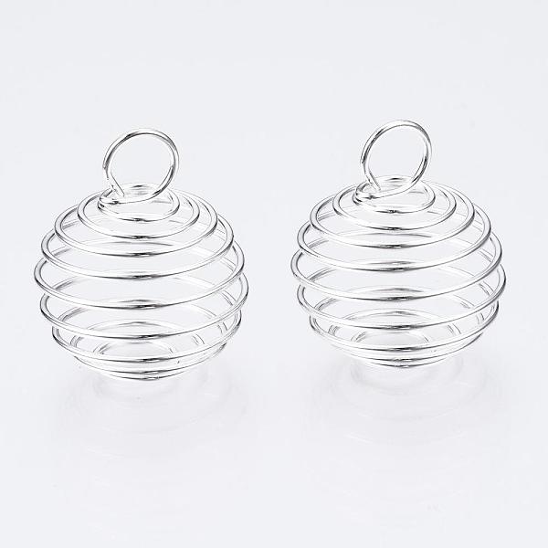 PandaHall Iron Wire Pendants, Spiral Bead Cage Pendants, Round, Silver, 25~26x20mm, Hole: 5~6mm Iron Round
PandaHall Iron Wire Pendants, Spiral Bead Cage Pendants, Round, Silver, 25~26x20mm, Hole: 5~6mm Iron Round