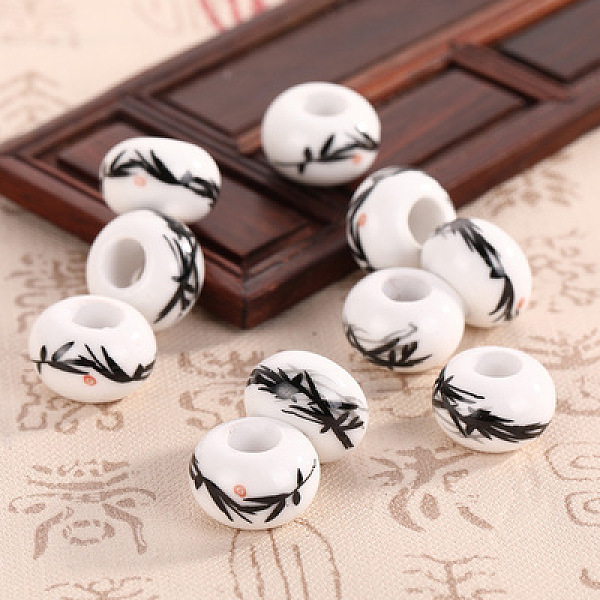 PandaHall Handmade European Porcelain Beads, DIY Accessories for Jewelry Making, Rondelle with Flower, Black, 14x9mm, Hole: 5mm Porcelain...
PandaHall Handmade European Porcelain Beads, DIY Accessories for Jewelry Making, Rondelle with Flower, Black, 14x9mm, Hole: 5mm Porcelain...