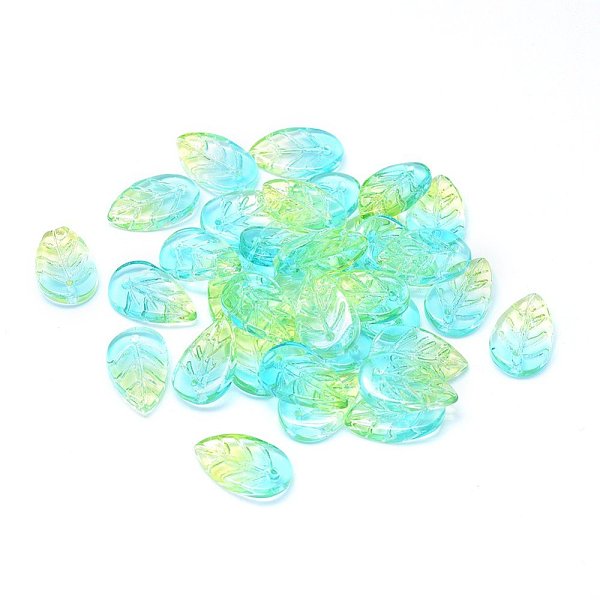 PandaHall Transparent Glass Pendants, Leaf, Two Tone, Aquamarine, 18x11x3mm, Hole: 1.2mm Glass Leaf Green
PandaHall Transparent Glass Pendants, Leaf, Two Tone, Aquamarine, 18x11x3mm, Hole: 1.2mm Glass Leaf Green