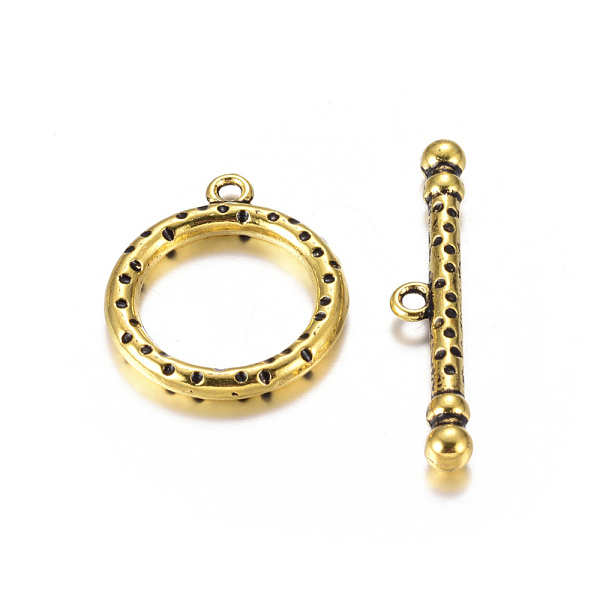 PandaHall Tibetan Style Alloy Toggle Clasps, Antique Golden, Lead Free, Cadmium Free and Nickel Free, Size: Ring: 21mm wide, 26mm long, Bar...
PandaHall Tibetan Style Alloy Toggle Clasps, Antique Golden, Lead Free, Cadmium Free and Nickel Free, Size: Ring: 21mm wide, 26mm long, Bar...