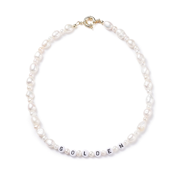 PandaHall Natural Pearl Beaded Necklace with Word Golden Acrylic Beads for Women, White, 16.93 inch(43cm) Pearl Word White
PandaHall Natural Pearl Beaded Necklace with Word Golden Acrylic Beads for Women, White, 16.93 inch(43cm) Pearl Word White