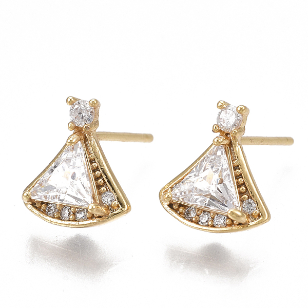 PandaHall Brass Stud Earring Findings, with Loop and Cubic Zirconia, Nickel Free, Real 18K Gold Plated, Fan, Clear, 10x9mm, Hole: 0.8mm, Pin...
PandaHall Brass Stud Earring Findings, with Loop and Cubic Zirconia, Nickel Free, Real 18K Gold Plated, Fan, Clear, 10x9mm, Hole: 0.8mm, Pin...