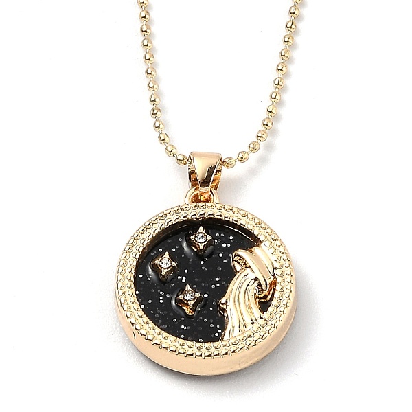PandaHall Alloy Rhinestone Pendant Necklaces, with Resin and Ball Chains, Flat Round with Constellation/Zodiac Sign, Golden, Black, Aquarius...
PandaHall Alloy Rhinestone Pendant Necklaces, with Resin and Ball Chains, Flat Round with Constellation/Zodiac Sign, Golden, Black, Aquarius...