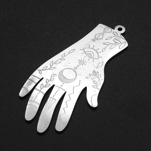 PandaHall 201 Stainless Steel Pendants, Laser Cut, Hand, Stainless Steel Color, 49x24x1mm, Hole: 1.4mm 201 Stainless Steel Body
PandaHall 201 Stainless Steel Pendants, Laser Cut, Hand, Stainless Steel Color, 49x24x1mm, Hole: 1.4mm 201 Stainless Steel Body