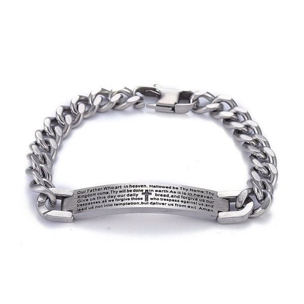 PandaHall Religion 304 Stainless Steel Cuban Link Chain Bracelets, with Lobster Claw Clasps, Cross, Stainless Steel Color, 8-1/2 inch...
PandaHall Religion 304 Stainless Steel Cuban Link Chain Bracelets, with Lobster Claw Clasps, Cross, Stainless Steel Color, 8-1/2 inch...
