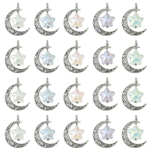 PandaHall 20Pcs 5 Colors Tibetan Style Alloy & Acrylic Pendants, with 304 Stainless Steel Jump Rings, Moon & Star Charms, Mixed Color..., Multicolor
PandaHall 20Pcs 5 Colors Tibetan Style Alloy & Acrylic Pendants, with 304 Stainless Steel Jump Rings, Moon & Star Charms, Mixed Color..., Multicolor