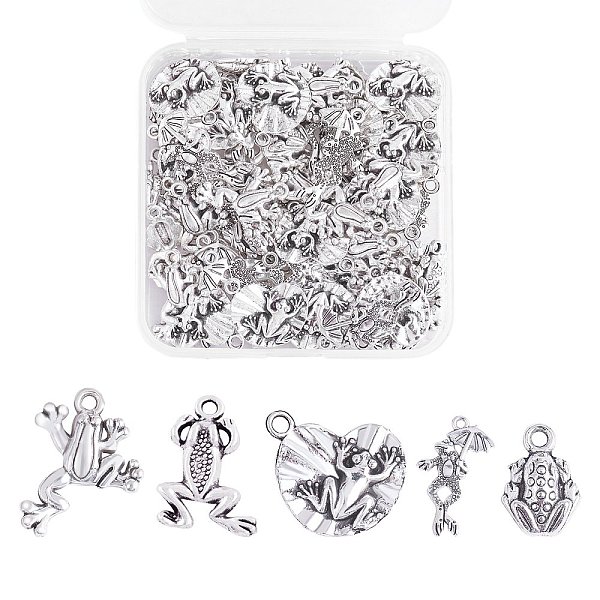 PandaHall 100Pcs 5 Style Tibetan Style Alloy Charms, Frog, Antique Silver, 13~26x9~18x2~3mm, Hole: 1.5~2mm, 20pcs/style Alloy Frog
PandaHall 100Pcs 5 Style Tibetan Style Alloy Charms, Frog, Antique Silver, 13~26x9~18x2~3mm, Hole: 1.5~2mm, 20pcs/style Alloy Frog