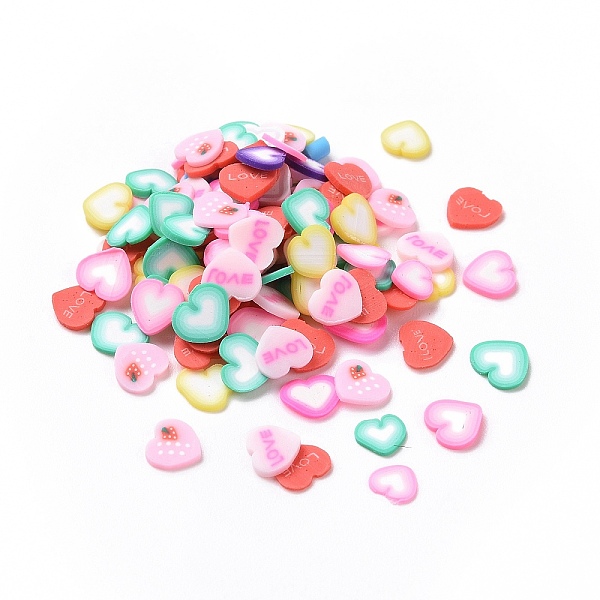 PandaHall Handmade Polymer Clay Cabochons, Heart with Word Love & Strawberry, Mixed Color, 5~5.5x5~5.5x0.2~0.5mm, about 50000pcs/1000g..., Multicolor
PandaHall Handmade Polymer Clay Cabochons, Heart with Word Love & Strawberry, Mixed Color, 5~5.5x5~5.5x0.2~0.5mm, about 50000pcs/1000g..., Multicolor