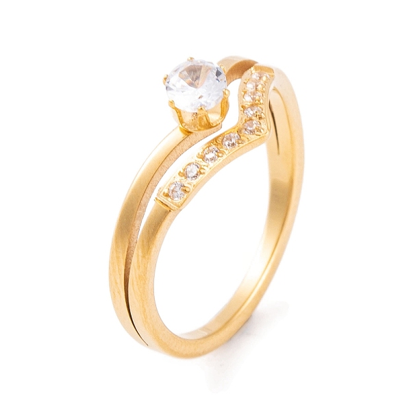 PandaHall 304 Stainless Steel Round Finger Ring for Women, with Cubic Zirconia, Golden, US Size 6~9(16.5~18.9mm) Stainless Steel+Cubic..., Clear
PandaHall 304 Stainless Steel Round Finger Ring for Women, with Cubic Zirconia, Golden, US Size 6~9(16.5~18.9mm) Stainless Steel+Cubic..., Clear