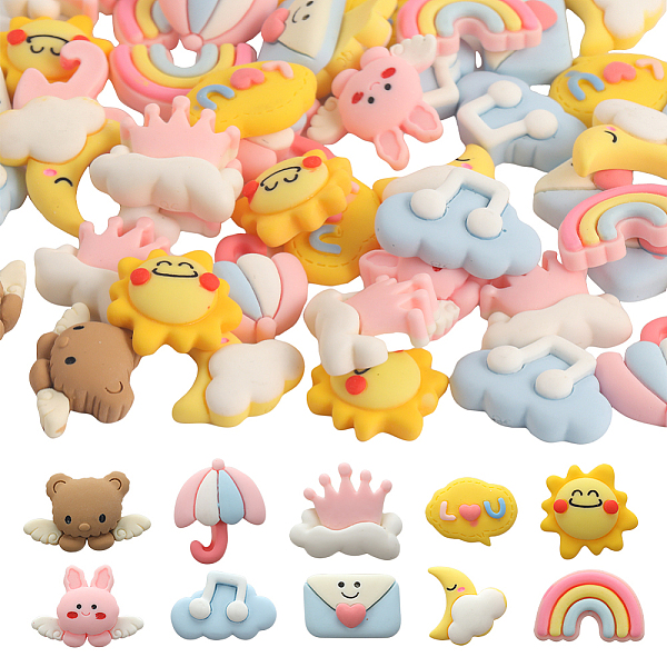 PandaHall SUNNYCLUE 60Pcs Opaque Resin Cabochons, DIY Accessories, Envelope & Cloud & Sun & Moon & Bear & Umbrella & Rainbow, Mixed Shapes..., Multicolor
PandaHall SUNNYCLUE 60Pcs Opaque Resin Cabochons, DIY Accessories, Envelope & Cloud & Sun & Moon & Bear & Umbrella & Rainbow, Mixed Shapes..., Multicolor