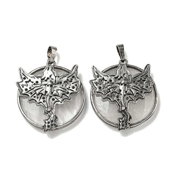 PandaHall Natural Quartz Crystal Rock Crystal Flat Round Pendants, Rack Plating Brass Dragon Charms, Antique Silver, Cadmium Free & Lead...
PandaHall Natural Quartz Crystal Rock Crystal Flat Round Pendants, Rack Plating Brass Dragon Charms, Antique Silver, Cadmium Free & Lead...