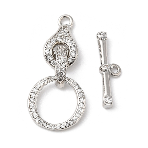 PandaHall Brass Micro Pave Clear Cubic Zirconia Toggle Clasps, Ring, Real Platinum Plated, Ring: 33x15x6mm, Hole: 2mm, Bar: 6x21x3.5mm, Hole...
PandaHall Brass Micro Pave Clear Cubic Zirconia Toggle Clasps, Ring, Real Platinum Plated, Ring: 33x15x6mm, Hole: 2mm, Bar: 6x21x3.5mm, Hole...