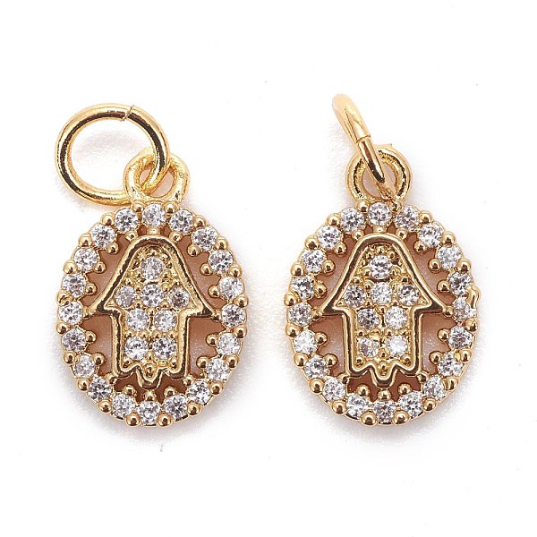 PandaHall Brass Micro Pave Clear Cubic Zirconia Charms, Long-Lasting Plated, with Jump Ring, Oval with Hamsa Hand, Golden, 12x8.5x2mm, Jump...
PandaHall Brass Micro Pave Clear Cubic Zirconia Charms, Long-Lasting Plated, with Jump Ring, Oval with Hamsa Hand, Golden, 12x8.5x2mm, Jump...