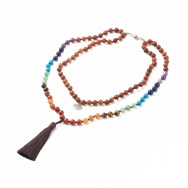 PandaHall Round Wood & Mixed Gemstone Beaded Double Layer Necklace with Brass Magnetic Claslp, Alloy Lotus & Polyester Tassel Pendants...
PandaHall Round Wood & Mixed Gemstone Beaded Double Layer Necklace with Brass Magnetic Claslp, Alloy Lotus & Polyester Tassel Pendants...