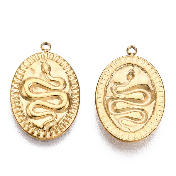 PandaHall 304 Stainless Steel Charms, Oval with Snake Charm, Nickel Free, Real 14K Gold Plated, 23x15x2.5mm, Hole: 1.5mm 304 Stainless Steel...
PandaHall 304 Stainless Steel Charms, Oval with Snake Charm, Nickel Free, Real 14K Gold Plated, 23x15x2.5mm, Hole: 1.5mm 304 Stainless Steel...