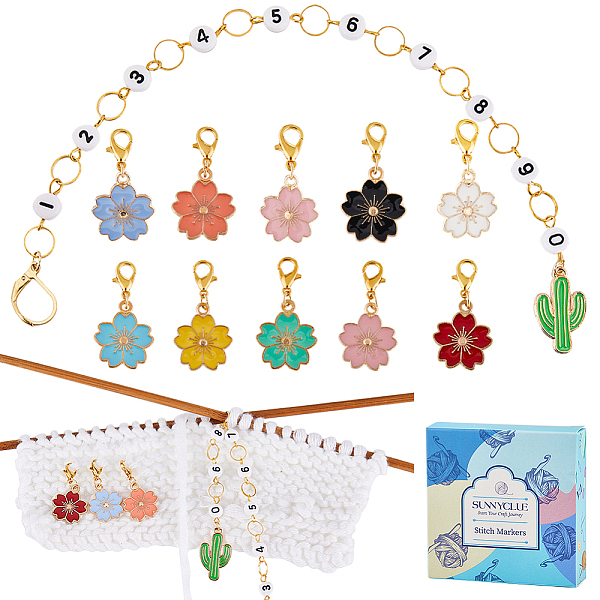 PandaHall DIY Knitting Tool Sets, including Sakura Alloy Enamel Pendant Stitch Markers and Beaded Cactus Knitting Row Counter Chains, Mixed..., Multicolor
PandaHall DIY Knitting Tool Sets, including Sakura Alloy Enamel Pendant Stitch Markers and Beaded Cactus Knitting Row Counter Chains, Mixed..., Multicolor