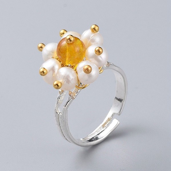 PandaHall Adjustable Natural Citrine Finger Rings, with Natural Pearl, Silver Plated Brass Ring Shanks and Ball Head Pin, with Cardboard...
PandaHall Adjustable Natural Citrine Finger Rings, with Natural Pearl, Silver Plated Brass Ring Shanks and Ball Head Pin, with Cardboard...