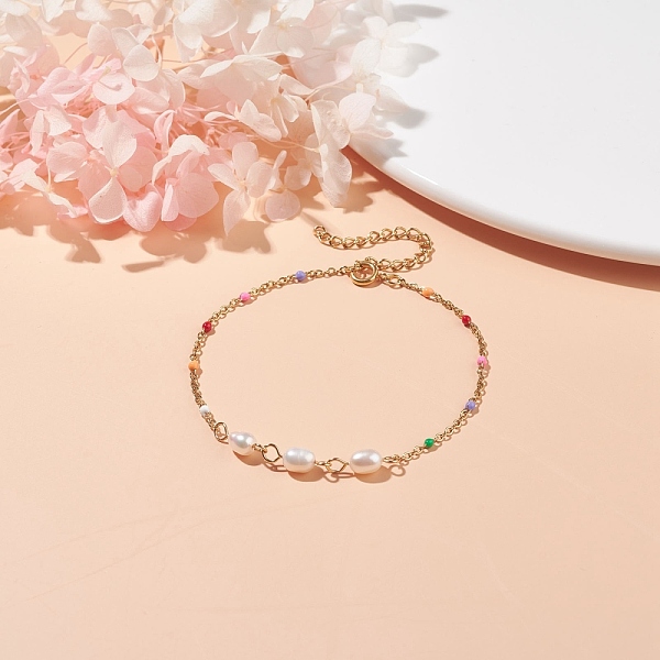 PandaHall Natural Pearl & Enamel Beaded Bracelet with 304 Stainless Steel Cable Chain for Women, Golden, Colorful, 7.64 inch(19.4cm) Pearl
PandaHall Natural Pearl & Enamel Beaded Bracelet with 304 Stainless Steel Cable Chain for Women, Golden, Colorful, 7.64 inch(19.4cm) Pearl