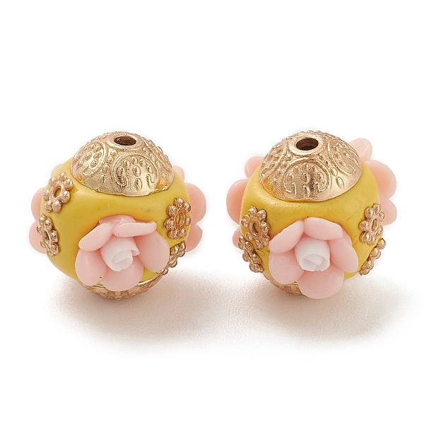 PandaHall Handmade Indonesia Beads, with Alloy Findings and Resin, Rondelle with Flower, Pink, 16x16.5x16mm, Hole: 1.8mm Polymer Clay...
PandaHall Handmade Indonesia Beads, with Alloy Findings and Resin, Rondelle with Flower, Pink, 16x16.5x16mm, Hole: 1.8mm Polymer Clay...