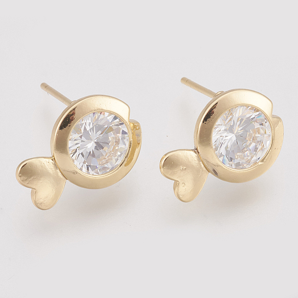 PandaHall Brass Cubic Zirconia Stud Earrings, Fish, Nickel Free, Real 18K Gold Plated, 11x15mm, Pin: 0.8mm Cubic Zirconia Clear
PandaHall Brass Cubic Zirconia Stud Earrings, Fish, Nickel Free, Real 18K Gold Plated, 11x15mm, Pin: 0.8mm Cubic Zirconia Clear