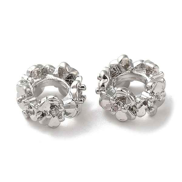 PandaHall Brass Micro Pave Cubic Zirconia Beads, Ring with Flower, Platinum, 8x4.5mm, Hole: 4mm Brass+Cubic Zirconia Ring Clear
PandaHall Brass Micro Pave Cubic Zirconia Beads, Ring with Flower, Platinum, 8x4.5mm, Hole: 4mm Brass+Cubic Zirconia Ring Clear