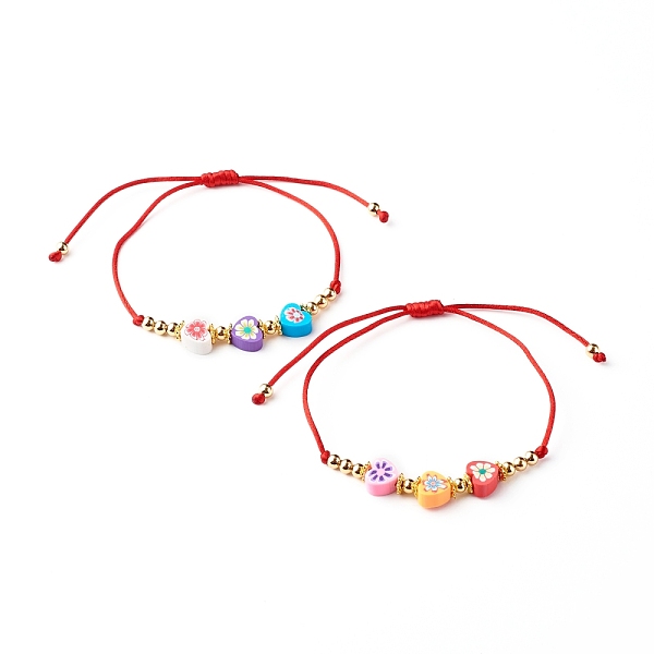PandaHall Adjustable Nylon Thread Braided Bracelets, with Polymer Clay Heart Bead and Brass Spacer Beads, Colorful, Red, Inner Diameter...
PandaHall Adjustable Nylon Thread Braided Bracelets, with Polymer Clay Heart Bead and Brass Spacer Beads, Colorful, Red, Inner Diameter...