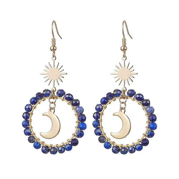 PandaHall Moon & Star Copper Wire Wrapped Dangle Earrings, Natural Lapis Lazuli Beaded Long Drop Earrings, Golden, 65x33mm Lapis Lazuli Star
PandaHall Moon & Star Copper Wire Wrapped Dangle Earrings, Natural Lapis Lazuli Beaded Long Drop Earrings, Golden, 65x33mm Lapis Lazuli Star