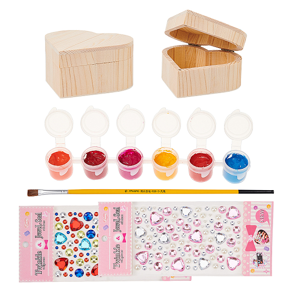 PandaHall DIY Jewelry Boxes Kits, with Unfinished Heart Shape Wooden Jewelry Boxes, Wood Art Brushes Pen, Acrylic Rhinestone Sticker..., Multicolor
PandaHall DIY Jewelry Boxes Kits, with Unfinished Heart Shape Wooden Jewelry Boxes, Wood Art Brushes Pen, Acrylic Rhinestone Sticker..., Multicolor