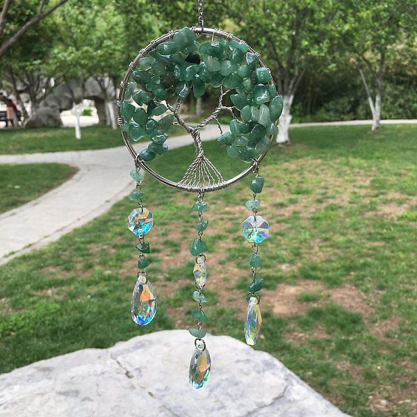 PandaHall Metal Wire Wrapped Natural Green Aventurine Chips Flat Round with Tree of Life Pendant Decorations. Hanging Suncatchers, with..., White
PandaHall Metal Wire Wrapped Natural Green Aventurine Chips Flat Round with Tree of Life Pendant Decorations. Hanging Suncatchers, with..., White