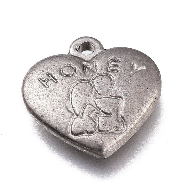 PandaHall Valentine's Day 304 Stainless Steel Pendants, Heart with Word Honey & Lovers, Stainless Steel Color, 16.5x17x3.5mm, Hole: 1.7mm...
PandaHall Valentine's Day 304 Stainless Steel Pendants, Heart with Word Honey & Lovers, Stainless Steel Color, 16.5x17x3.5mm, Hole: 1.7mm...
