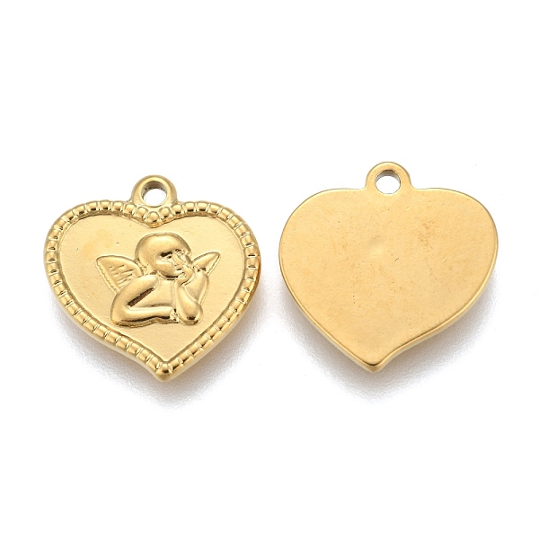 PandaHall 304 Stainless Steel Angel Pendants, Heart with Cupid/Cherub, Golden, 15x15x2mm, Hole: 1.6mm 304 Stainless Steel Heart
PandaHall 304 Stainless Steel Angel Pendants, Heart with Cupid/Cherub, Golden, 15x15x2mm, Hole: 1.6mm 304 Stainless Steel Heart